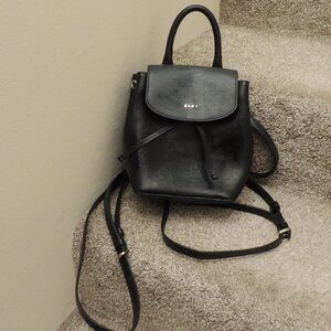 DKNY Black Leather Mini Backpack Convertible Crossbody Bag